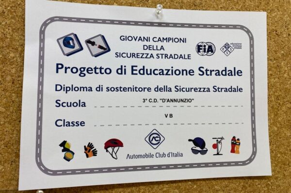 Scuola di educazione stradale con Aci, al D’Annunzio di Trani gli alunni diventano “Sostenitori di sicurezza”