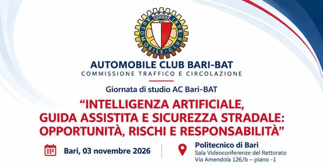 L’intelligenza artificiale al volante: a Bari esperti a confronto sul futuro della sicurezza stradale. La giornata di studio dell’Automobile Club Bari-BAT